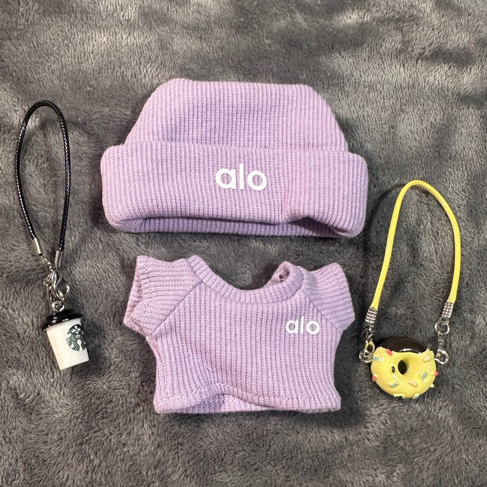 Labubu Clothes Hat Shirt Coffee Cup 4 Pieces Workout Boujee Gift Purple Cute
